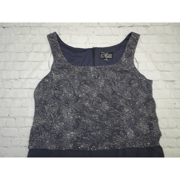 Alex Evenings Women's Empire Waist Dress Smoke/Glitter Dress, 20W No Tags - Picture 2 of 8